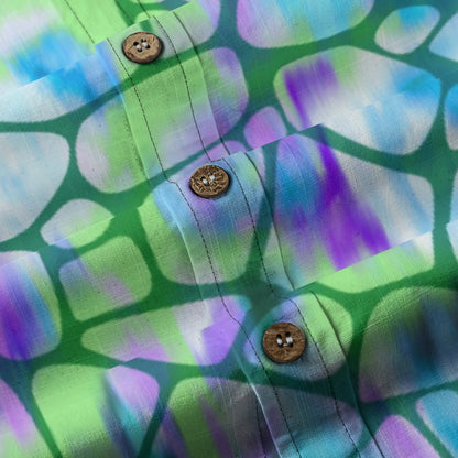 Sixty Eight 93 Logo Purple Stained Cells Cotton Button Up Shirt
