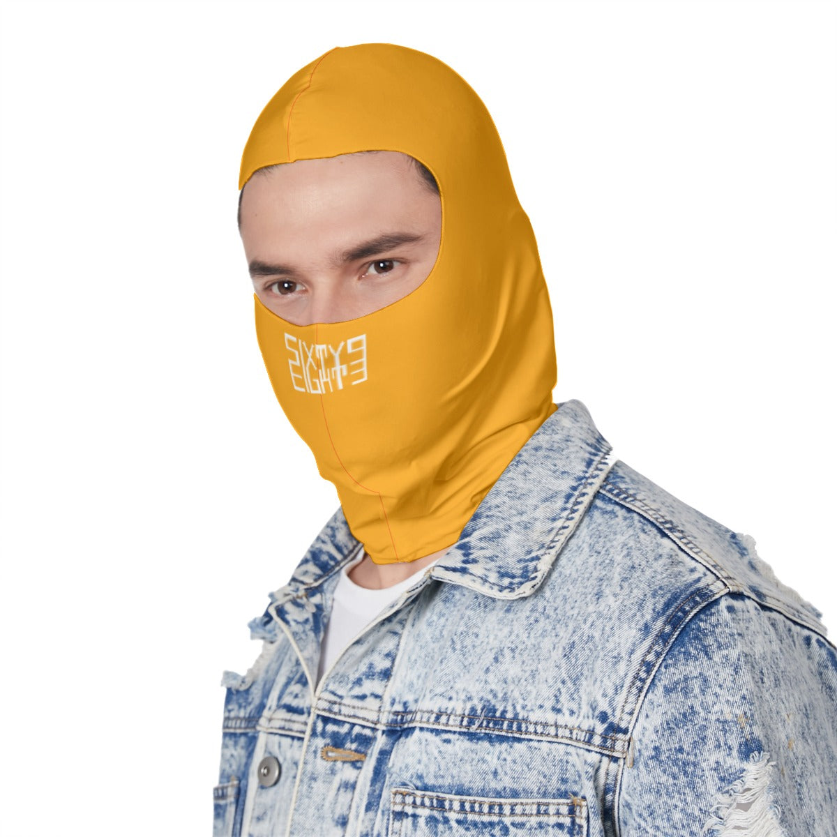 Sixty Eight 93 Logo White Orange Balaclava Face Mask