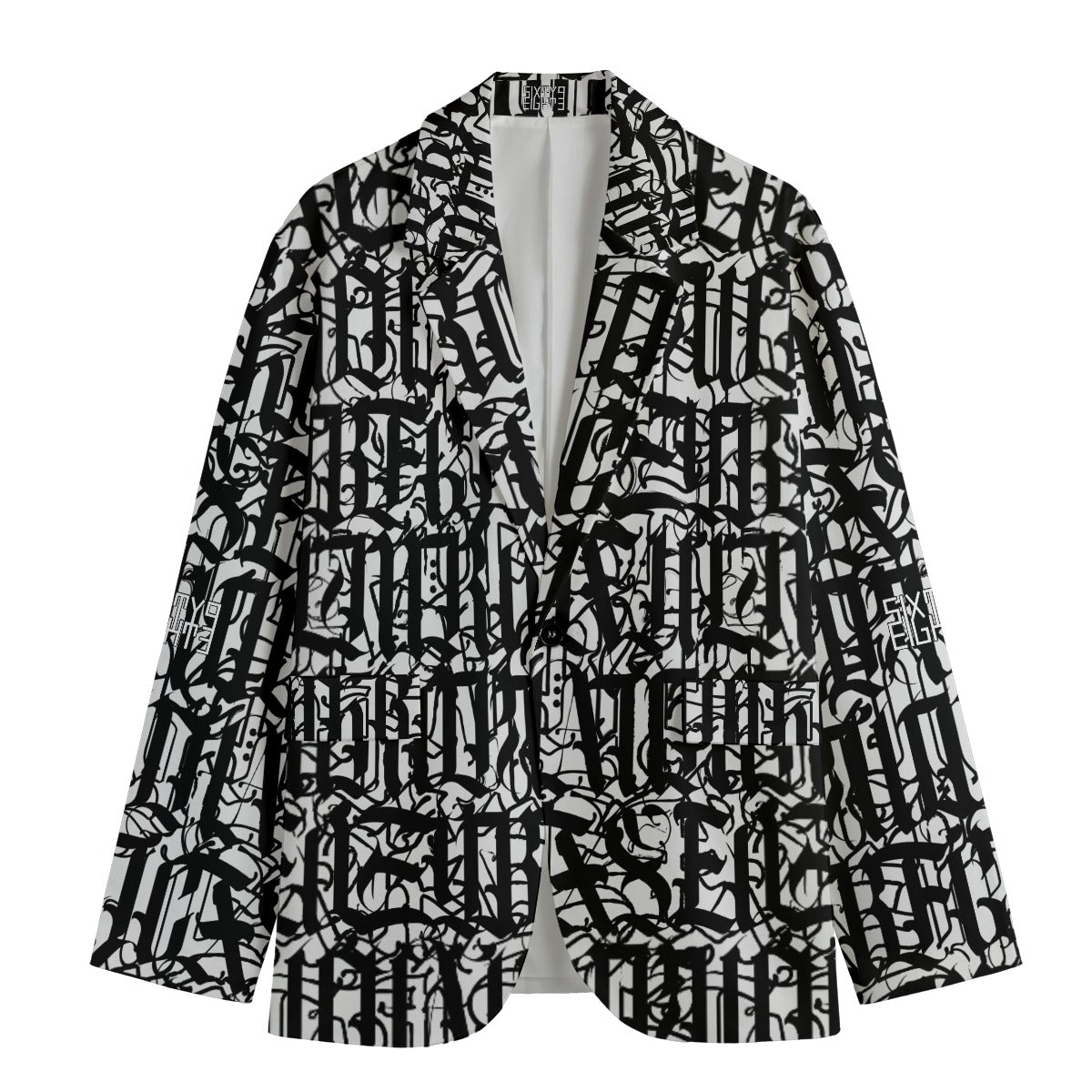 Sixty Eight 93 Black Abstract Men's Casual Flat Lapel Collar Blazer