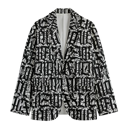 Sixty Eight 93 Black Abstract Men's Casual Flat Lapel Collar Blazer