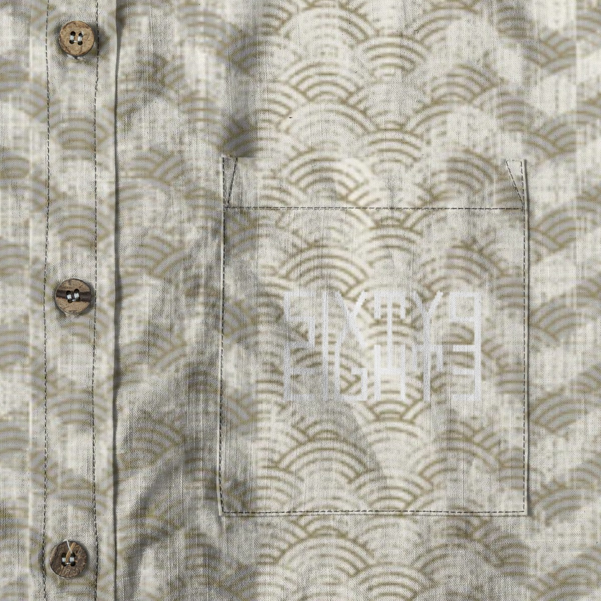 Sixty Eight 93 Logo White QS Timberwolf Cotton Button Up Shirt