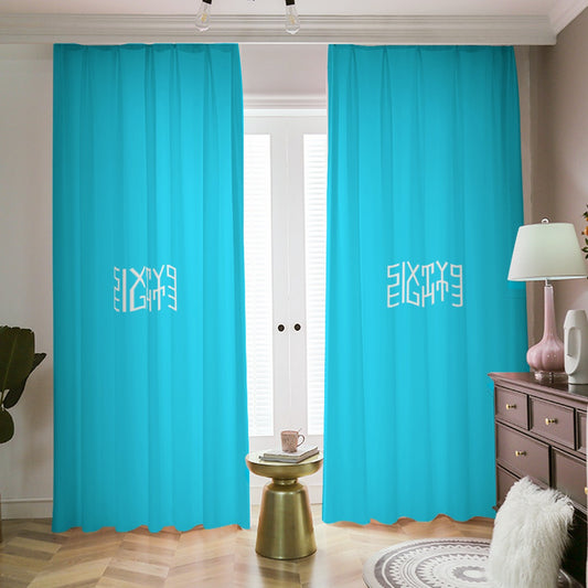 Sixty Eight 93 Aqua Blue Blackout Curtains with Hooks