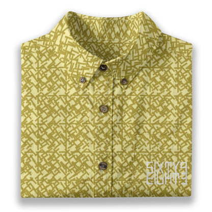 Sixty Eight 93 Logo White Brass Goldenrod Cotton Button Up Shirt