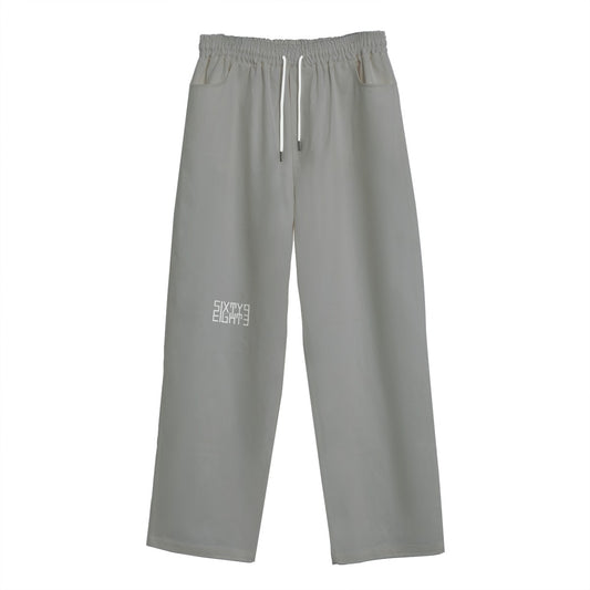 Sixty Eight 93 Logo White Grey Unisex Straight Casual Pants