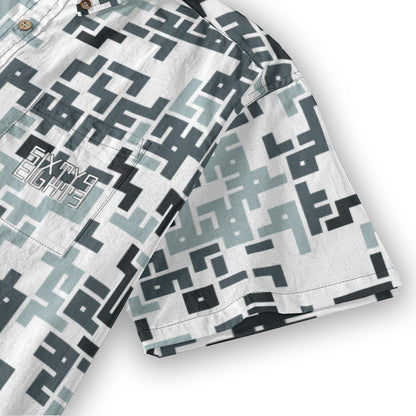 Sixty Eight 93 Logo White & Black Retro PAN Cotton Button Up Shirt