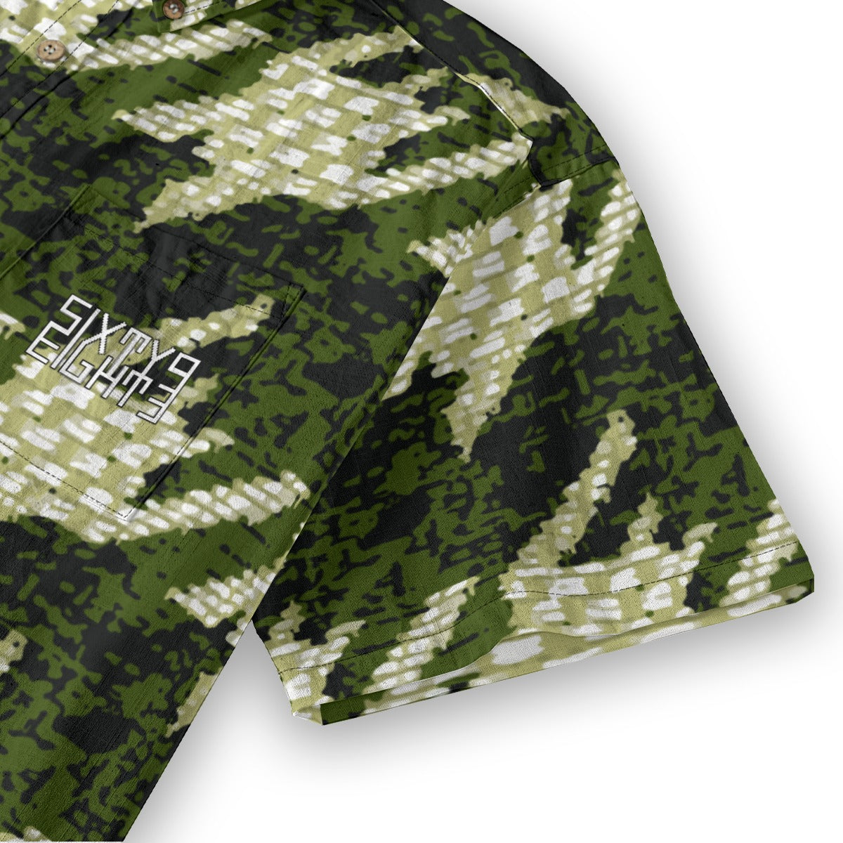 Sixty Eight 93 Logo White & Black Cultured Sage Cotton Button Up Shirt