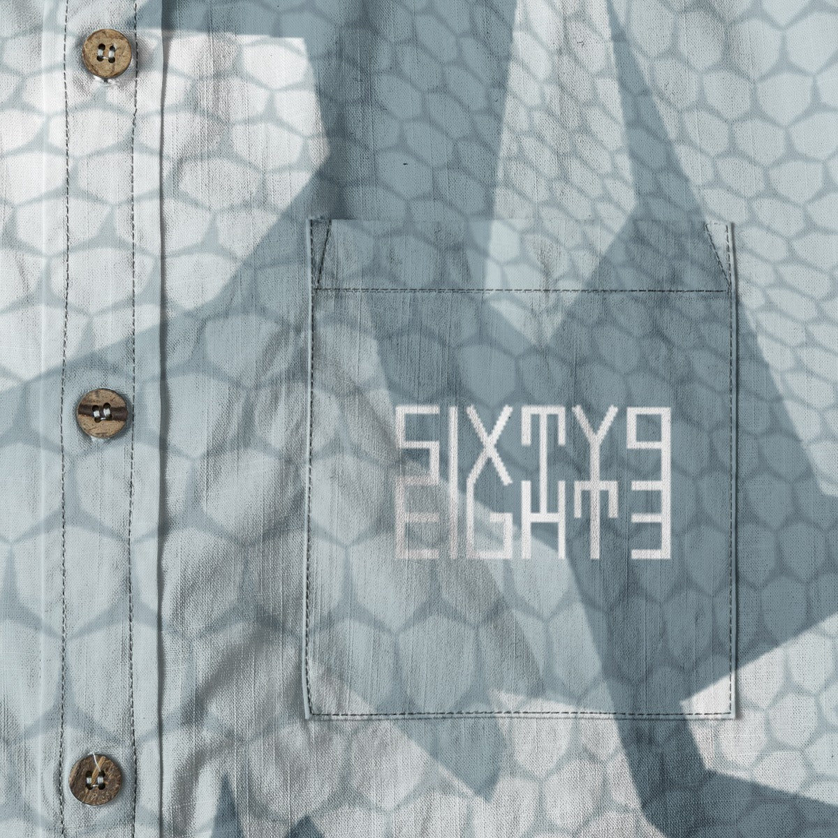 Sixty Eight 93 Logo White Weldon Blue & White Cotton Button Up Shirt