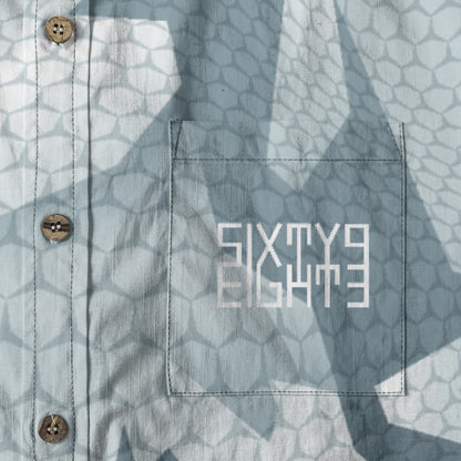 Sixty Eight 93 Logo White Weldon Blue & White Cotton Button Up Shirt