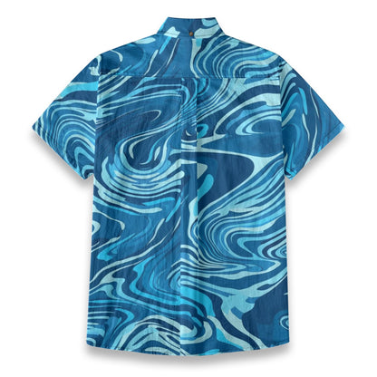 Sixty Eight 93 Logo White Blue Frenzy Cotton Button Up Shirt