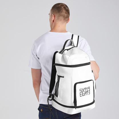 Sixty Eight 93 Logo Black White Multifunctional Oxford Backpack