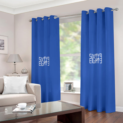 Sixty Eight 93 Blue Large Size Grommet Curtains