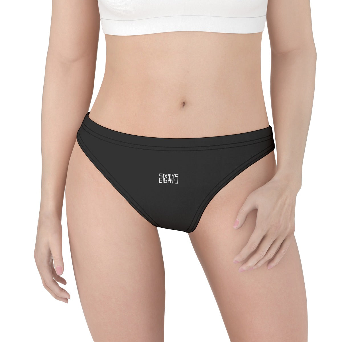 Sixty Eight 93 Logo White Black Low Cut Women's Thong