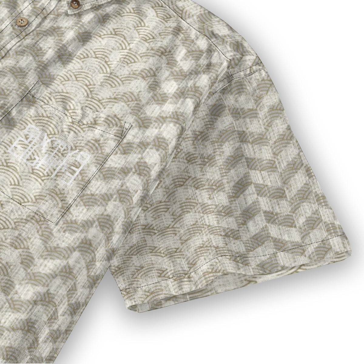 Sixty Eight 93 Logo White QS Timberwolf Cotton Button Up Shirt