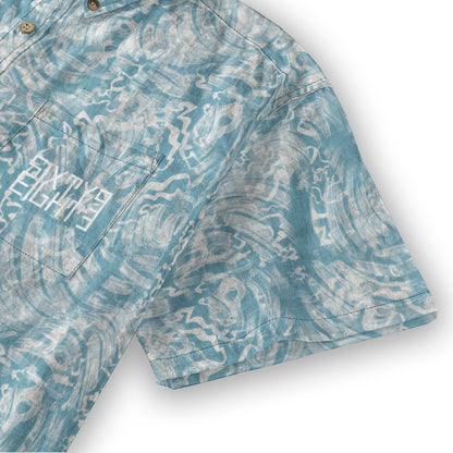Sixty Eight 93 Logo White Dark Electric Blue & White Cotton Button Up Shirt