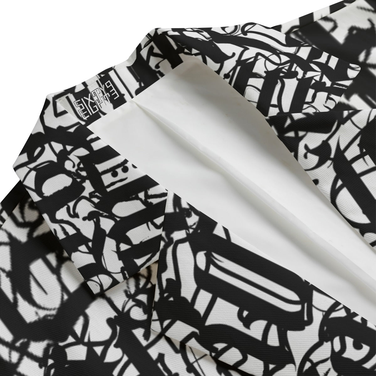 Sixty Eight 93 Black Abstract Men's Casual Flat Lapel Collar Blazer