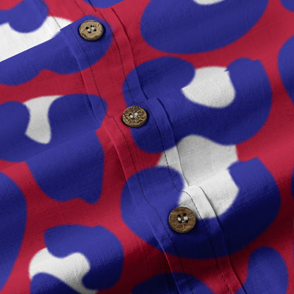 Sixty Eight 93 Logo White Spotted Burgundy Cotton Button Up Shirt