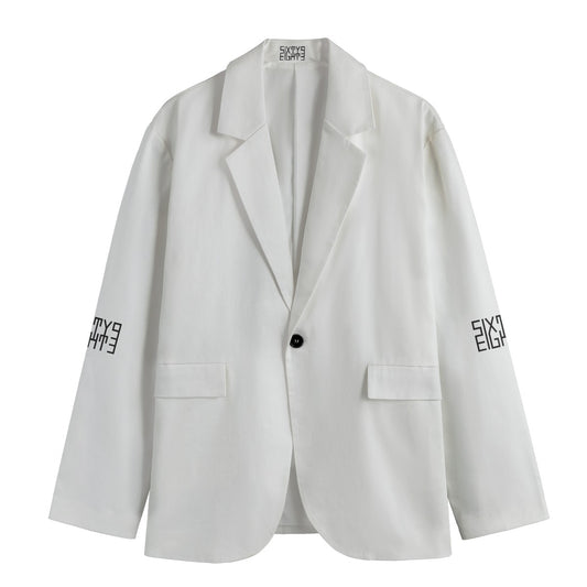 Sixty Eight 93 White Men's Casual Flat Lapel Collar Blazer