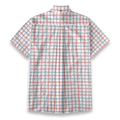 Sixty Eight 93 Logo Black Cadet Blue & Parrot Pink Cotton Button Up Shirt