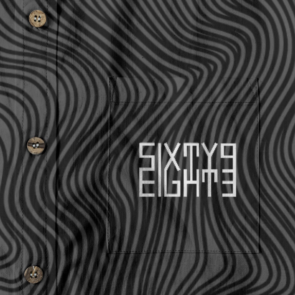 Sixty Eight 93 Logo White Mirage Black Cotton Button Up Shirt