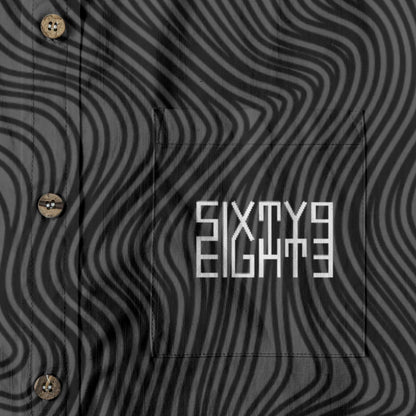 Sixty Eight 93 Logo White Mirage Black Cotton Button Up Shirt