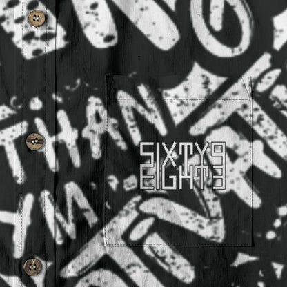 Sixty Eight 93 Logo White & Black Motive Cotton Button Up Shirt