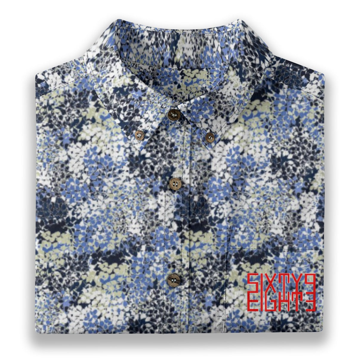 Sixty Eight 93 Logo Red Pastel Cotton Button Up Shirt