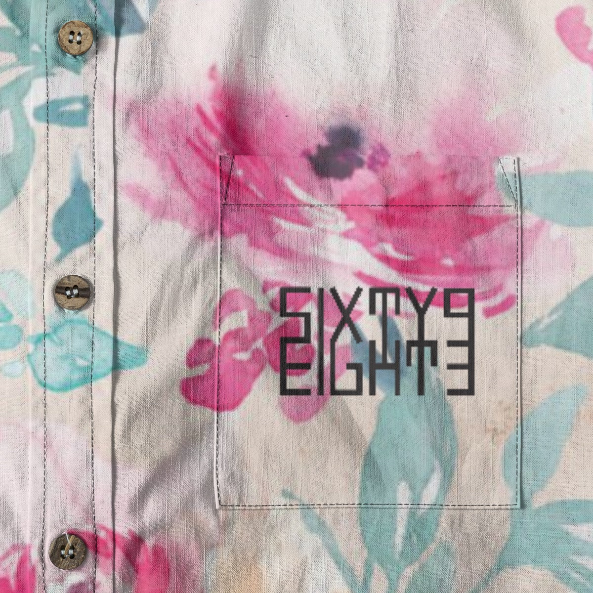 Sixty Eight 93 Logo Black Floral Heaven Cotton Button Up Shirt
