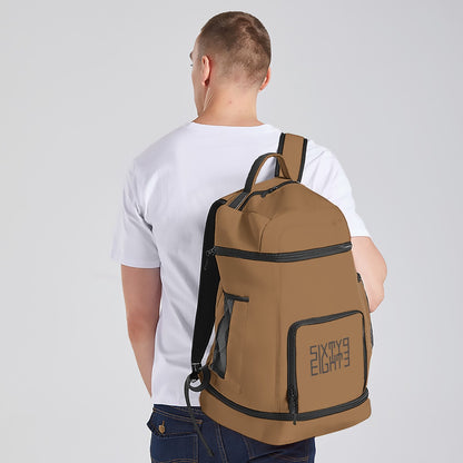 Sixty Eight 93 Logo Black Chocolate Multifunctional Oxford Backpack