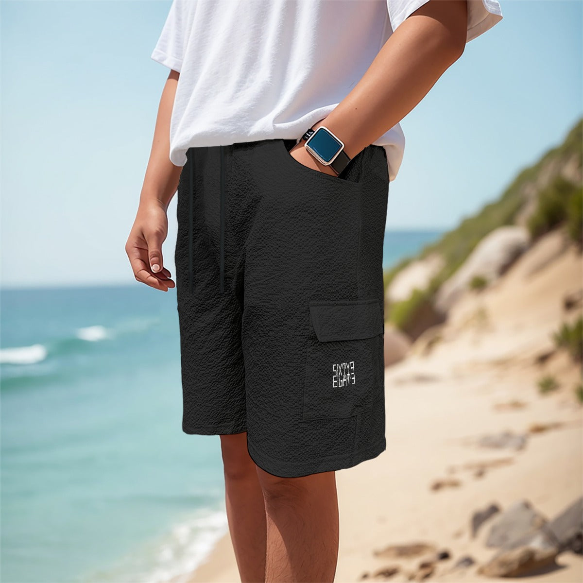 Sixty Eight 93 Logo White Men's Cargo Shorts