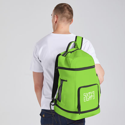 Sixty Eight 93 Logo White Green Apple Multifunctional Oxford Backpack