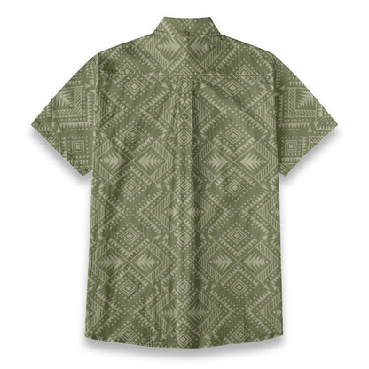 Sixty Eight 93 Logo White Camo Green Grullo Cotton Button Up Shirt
