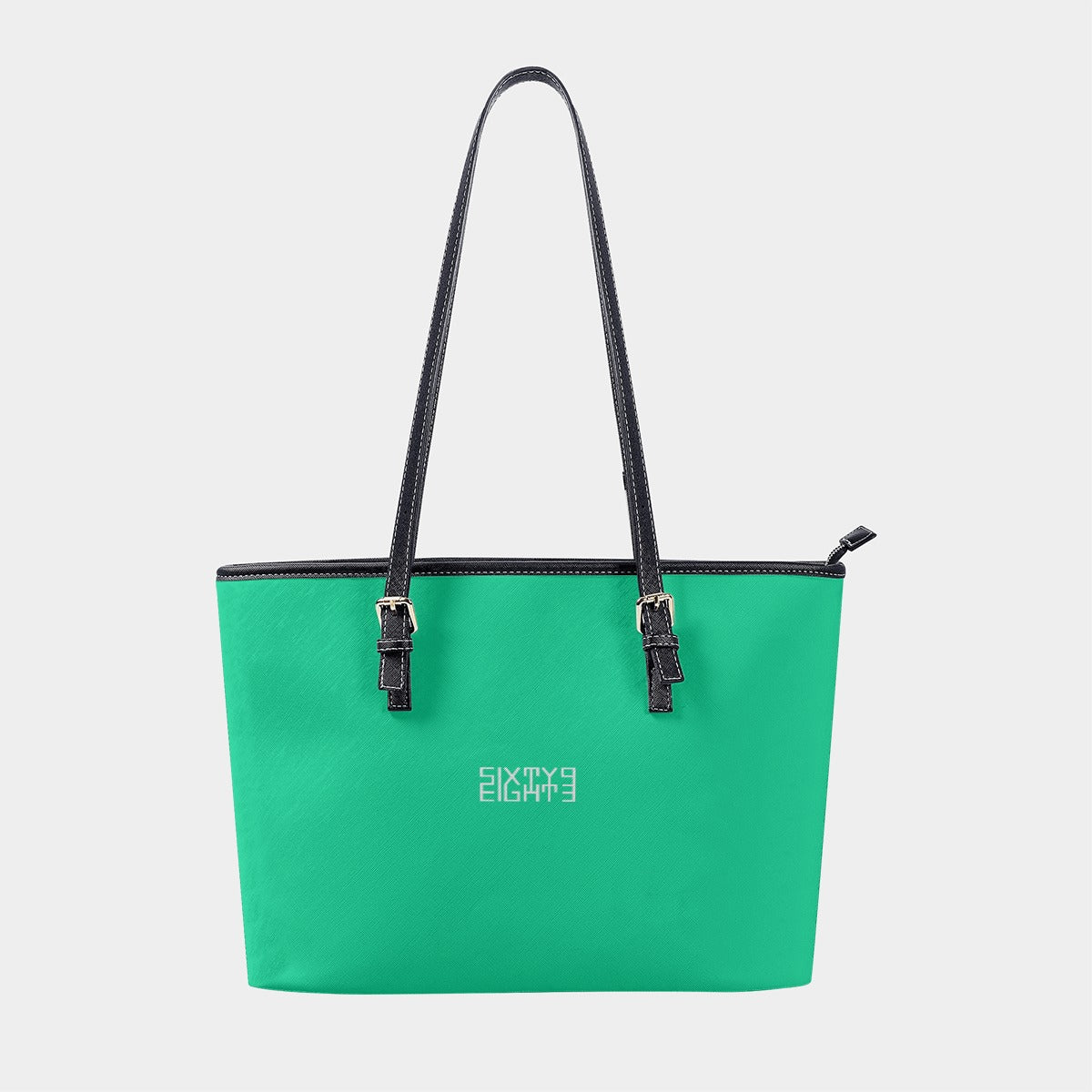 Sixty Eight 93 Logo White Sea Green Women's Tote Bag | PU