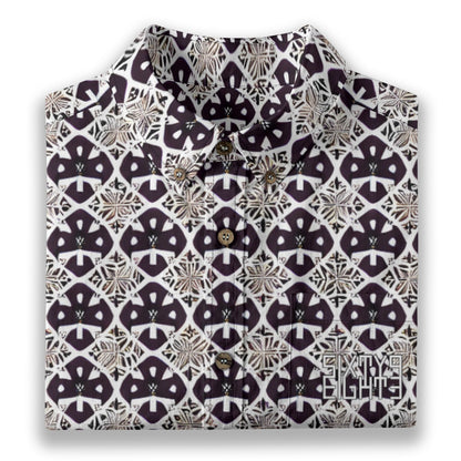 Sixty Eight 93 Logo White & Black Coffee Linen Cotton Button Up Shirt