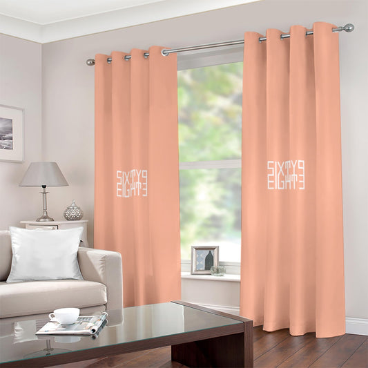 Sixty Eight 93 Peach Large Size Grommet Curtains