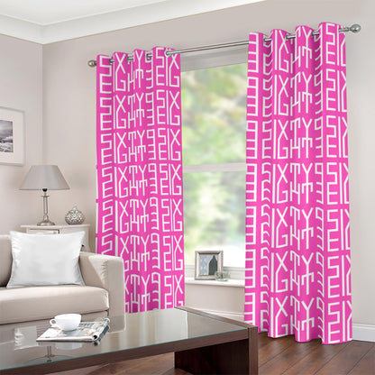 Sixty Eight 93 Infinity Logo White Fuchsia Blackout Grommet Curtains