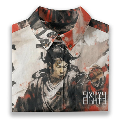 Sixty Eight 93 Logo White Rage of Sam Cotton Button Up Shirt