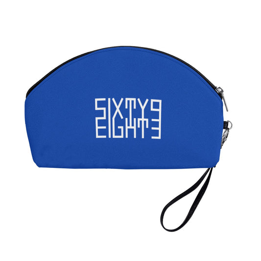Sixty Eight 93 Logo White Blue Curved Cosmetic Bag
