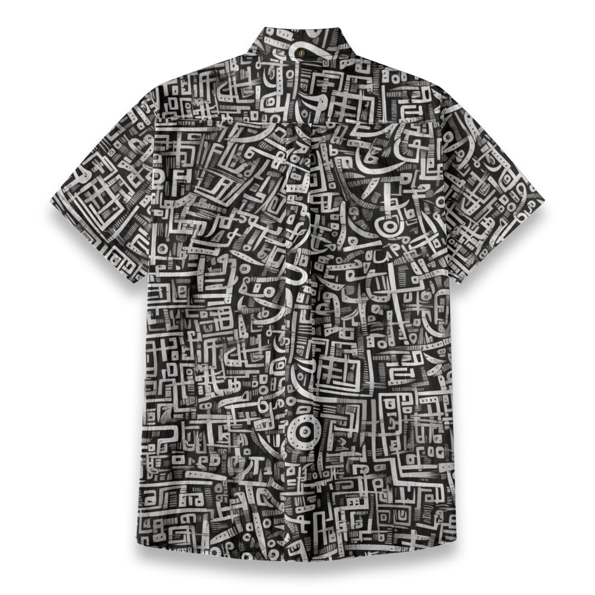 Sixty Eight 93 Logo White & Black Abstraction Cotton Button Up Shirt