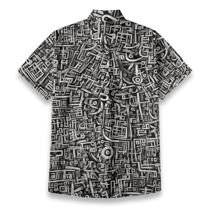 Sixty Eight 93 Logo White & Black Abstraction Cotton Button Up Shirt