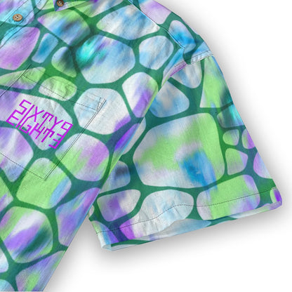 Sixty Eight 93 Logo Purple Stained Cells Cotton Button Up Shirt