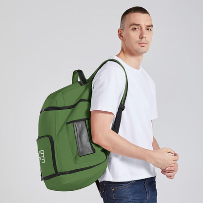 Sixty Eight 93 Logo White Forest Green Multifunctional Oxford Backpack