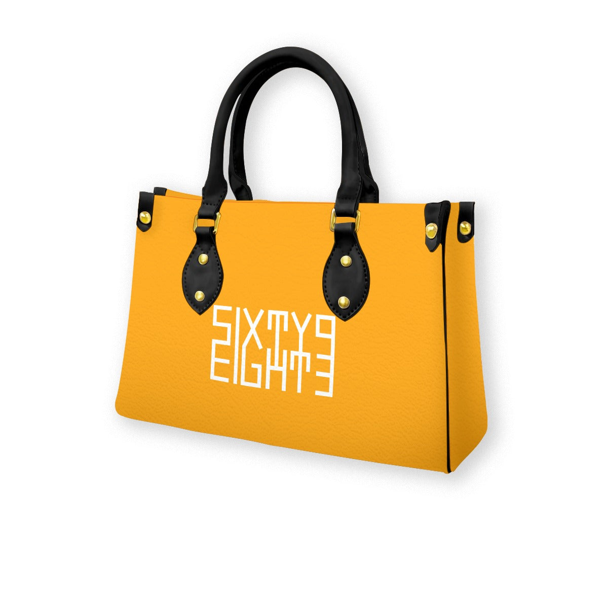 Sixty Eight 93 Logo White Orange Women's Tote Bag With Black Handle