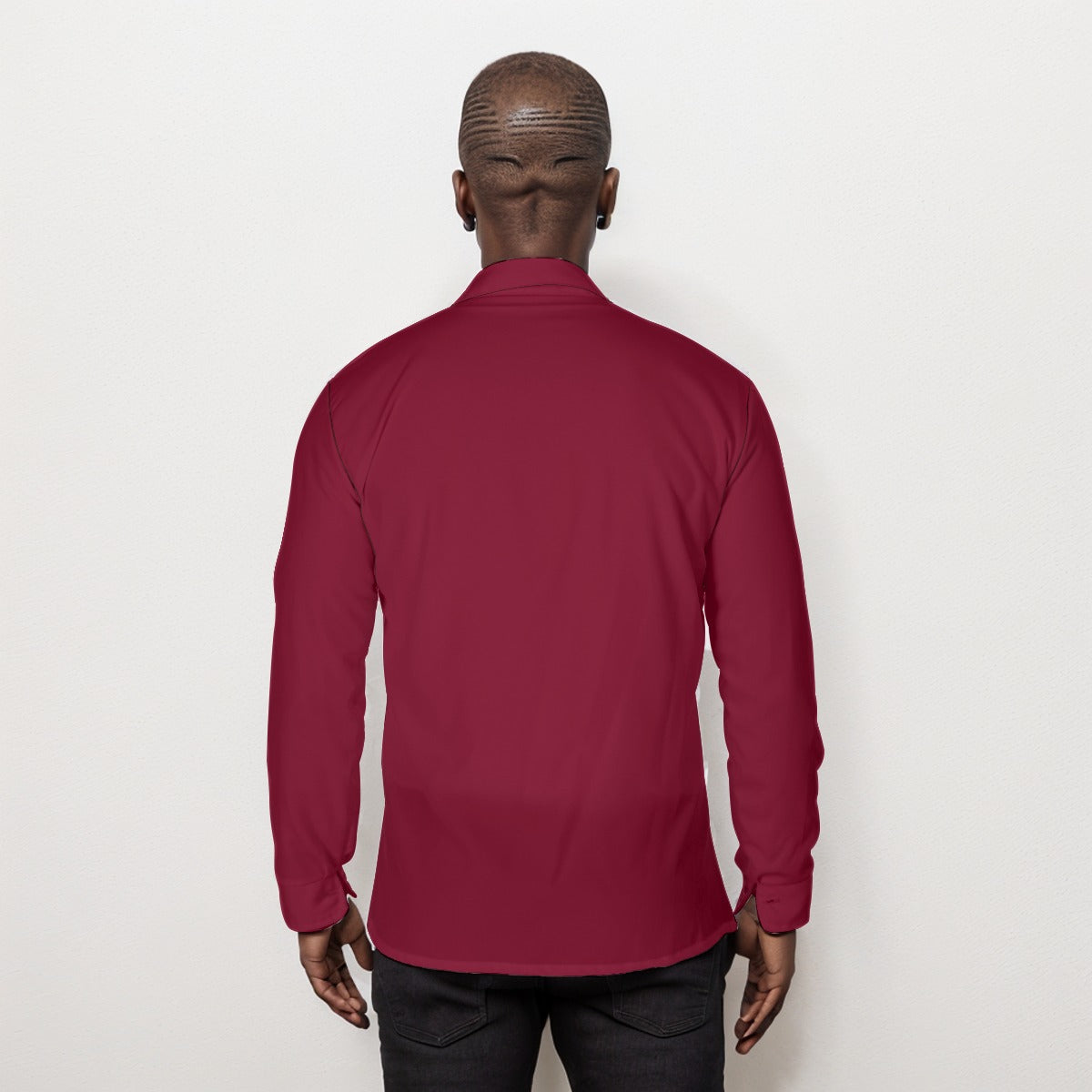 Sixty Eight 93 Logo White Burgundy Men's Long Sleeve Shirt