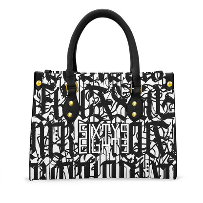 Sixty Eight 93 Logo White & Black Women's Tote Bag With Black Handle #13
