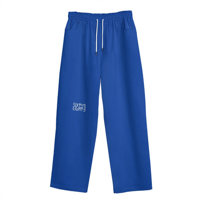 Sixty Eight 93 Logo White Blue Unisex Straight Casual Pants