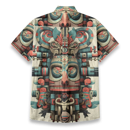 Sixty Eight 93 Logo White Totem Cotton Button Up Shirt
