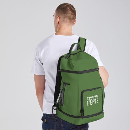 Sixty Eight 93 Logo White Forest Green Multifunctional Oxford Backpack