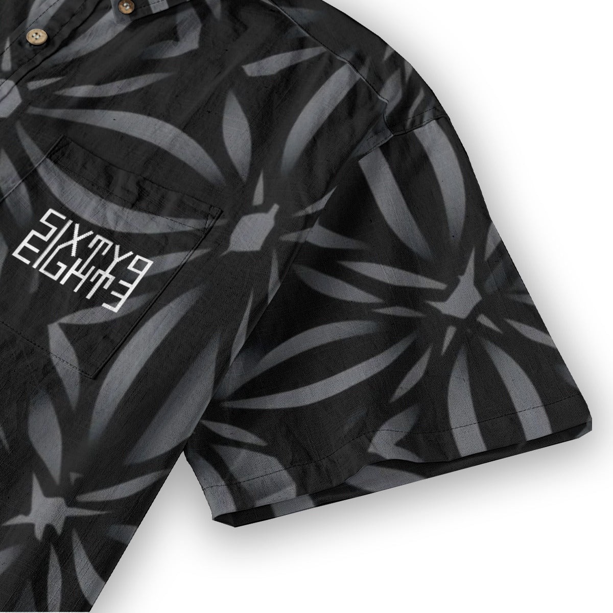 Sixty Eight 93 Logo White Sonic Silver & Black Cotton Button Up Shirt