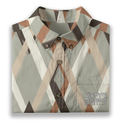 Sixty Eight 93 Logo White & Black Ascension Cotton Button Up Shirt