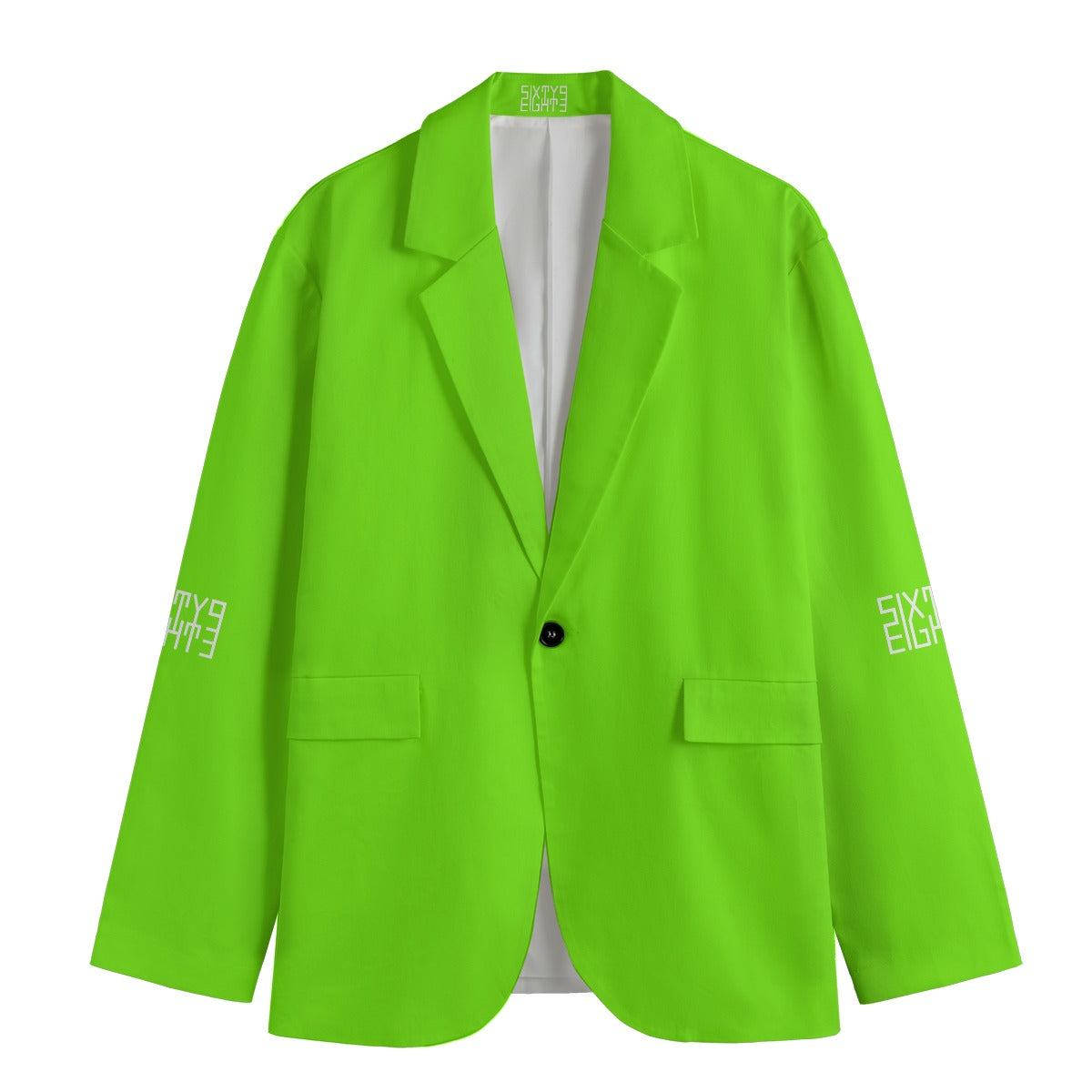 Sixty Eight 93 Lime Green Men's Casual Flat Lapel Collar Blazer